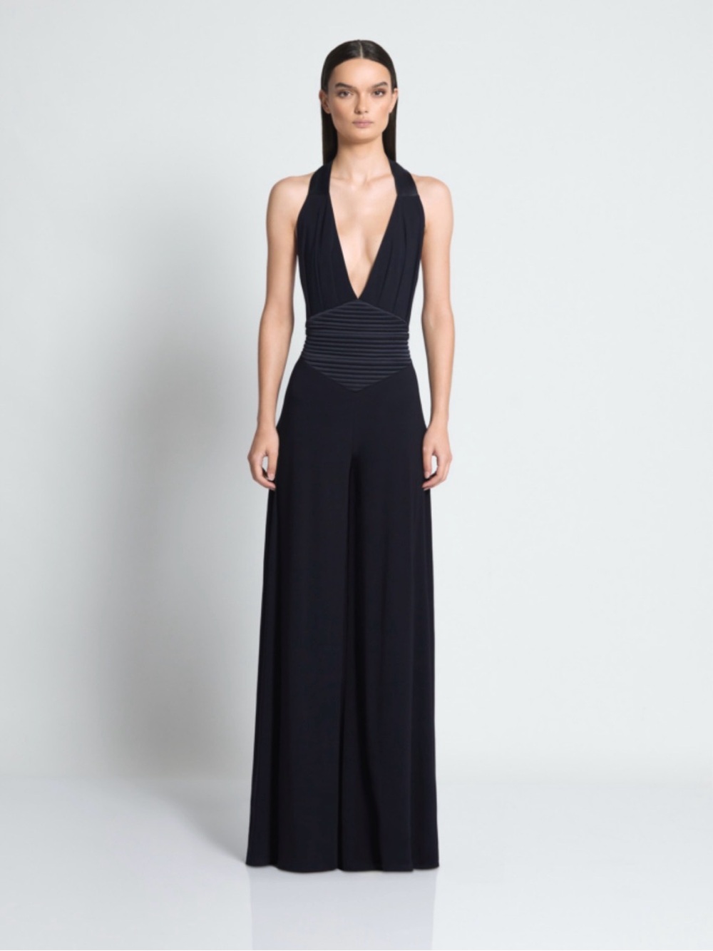 Zhivago Black Plunge Halter Wide-Leg Jumpsuit